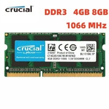 CRUCIAL DDR3 4GB 8GB 1066MHz PC3-8500 Laptop SODIMM 204-Pin Memory RAM 8G 4G