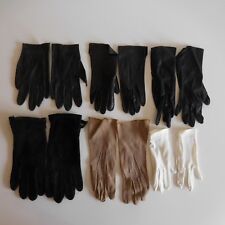 6 pairs of gloves women size 1 leather fabric handmade textile old France N3336