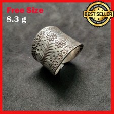 FINE SILVER RINGS 925 STERLING リング BAGUE ADJUSTABLE SIZE FLOWER JUNGLE THEME