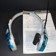 Suntone AM FM Radio Headphones Translucent Blue Frutiger Aero Y2K Headset Fold