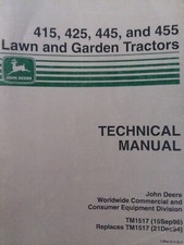 John Deere 415 425 445 Gas 455 Diesel Lawn Garden Tractor Service Repair Manual