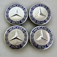 LOT 4  Cache Moyeu 75mm  Bleu Pour Mercedes Logo Emblème Jante Centre Roue