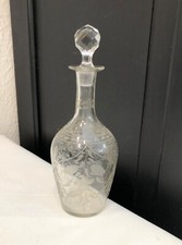 Crystal carafe for liqueur cellar engraved decor 19th century bottle cap 19.5 cm