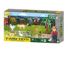 Coffret x 18 jouets de la ferme JasperLand – animaux et accessoires