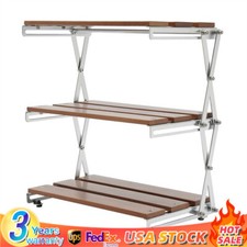 Camping Folding Storage Rack 3-Tier Natural Wood Desktop organizing Rack