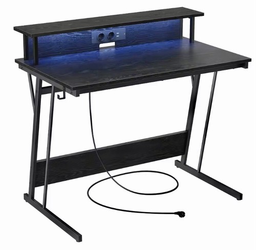 Bureau gaming noir boisé - bureau,