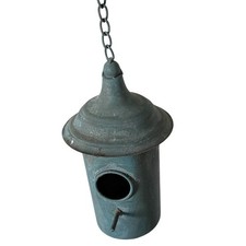 Nichoir oiseaux à suspendre vintage bleu 11x24cm