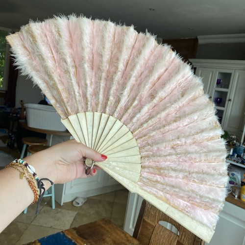 éventail ancien soie plumes