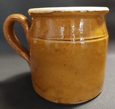 Antique Yellow Glazed Sandstone Grease Pot Early 20th Century