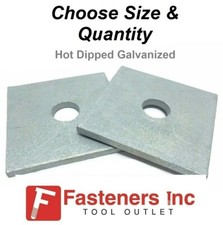 (Choose Diameter) 3" x 3" x  1/4" (.250) Thick Square Bearing Plate Washer HDG