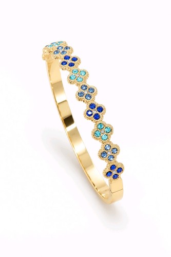 Bracelet jonc fleurs strass - bracelet,