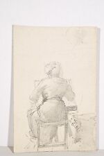 Jules PONCEAU Small Drawing 1909 Sitting Back Woman Drawing Table