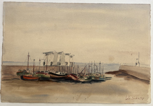 Port marine bateaux aquarelle - port,