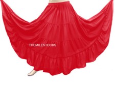 Jupe rouge TMS 4 niveaux danse du ventre tribal gitane 25 couleurs