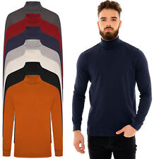Mens Roll Neck Cotton Lightweight Jumper T-Shirt Turtle Funnel Long Sleeve Tops 