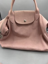 Longchamp Le Pliage Cuir Soft Pink Leather Tote Medium 2way Shoulder Foldable