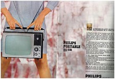 1966 PHILIPS ADVERTISING ADVERTISEMENT Portable TV (2 Pages)