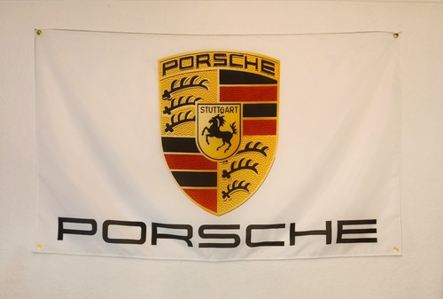 Drapeau emblème porsche - drapeau, neuf