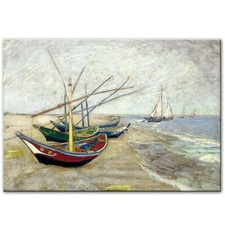 Van Gogh bateaux de pêche sur la plage à saintes-maries 50x70 cm