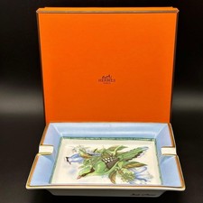 Cendrier Hermès motif oiseau porcelaine bleue 19 cm 15 cm 3 cm décoration mai...