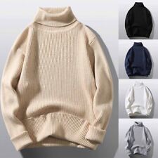 Pull Tricoté À Col Roulé Uni Pour Homme/Pull D'hiver Chaud En Tricot /