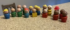 Fisher-Price Vintage Little People Lot Of 17 Wooden Body & Face Rare
