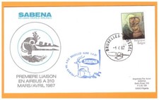 BRUXELLES / 1° VOL Sabena Airlines AVION AIRBUS A.310 le 01.04.1987