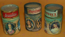 3 Antique Round Matchboxes Made in Italy Beautiful Portraits of Women