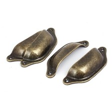 4 Pcs Poignées Coquille Cabinet Tiroir Boutons Tirer Bronze Placard Armoire