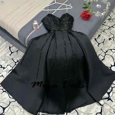 Custom Satin Luxurious Saudi Evening Dress Es Sequins Robe Soiree Black Special