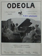 PUBLICITE ODEOLA PIANO PNEUMATIQUE HISPANO SUIZA MUSIQUE ART DECO 1923 FRENCH AD