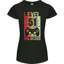 51st Birthday 51 Year Old Level Up Gaming Womens Petite Cut T-Shirt