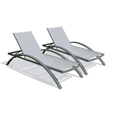 Lot de 2 Bains de Soleil Empilables "Barcelona" 195cm Kaki