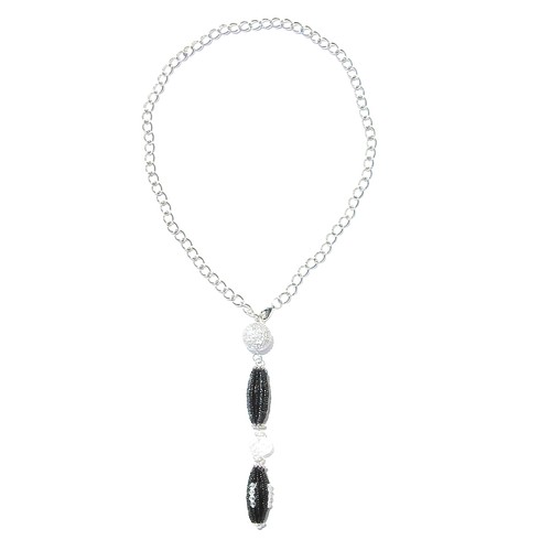 Collier disco perles - -, noires