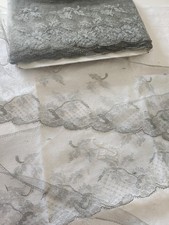 Dentelle large ancienne grise voilette restauration chapeau au mètre B6