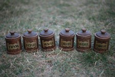 Série 6 pots anciens en bois