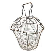 Antique Vintage Metal Small Folding Salad Basket