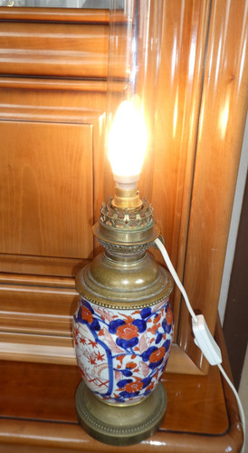 Lampe petrole porcelaine - lampe,