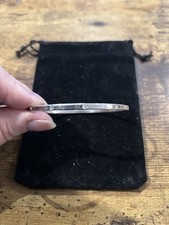 Swarovski Clear Slimline Rhodium Plated Solid Bangle Bracelet - Free Pouch £20+