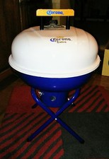 CORONA EXTRA SILVER ONE-TOUCH 14" INCH CHARCOAL BBQ GRILL, BLUE WITH CREAM