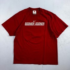 Nike Boomer Sooner VTG T Shirt Oklahoma Center Swoosh Y2K NCCA Football Rare