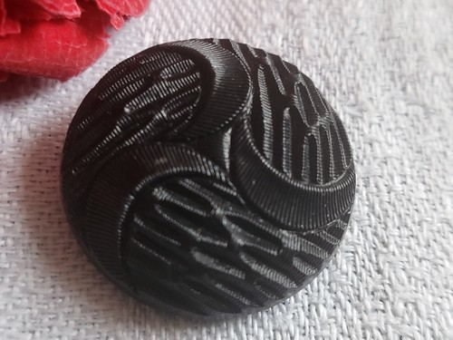 Bouton ancien verre noir - bouton, en