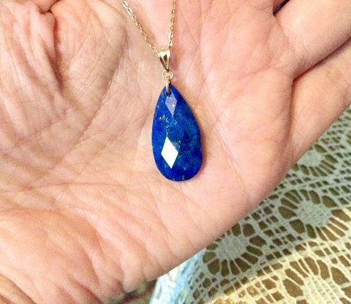 14k pendentif lapis - lapis, lazuli