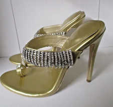 mules sexy high heels dorées