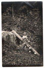 1914-18 Child Shaved on Broken Electric Post CPA Photo Card - War WW1