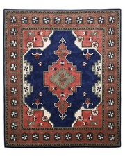 Main Touffeté Laine Tribal Géométrique Tapis Bleu Kazakh Kilim Zone Custom Sizes