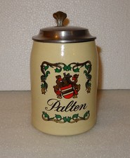 BOCK CHOPE BIERE EN GRES  DESSUS ETAIN PALTEN AVEC BOITE MUSIQUE STELLA ARTOIS