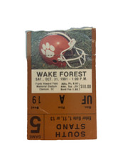 Clemson Tigers Wake Forest 10/31/1981 Used Ticket Stub Football 1981 Nat Champs