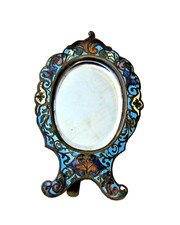 PETIT MIROIR SUR PIED EN EMAUX