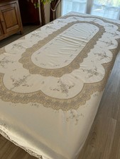 TRÈS GRANDE NAPPE écru - BRODÉE - MAIN